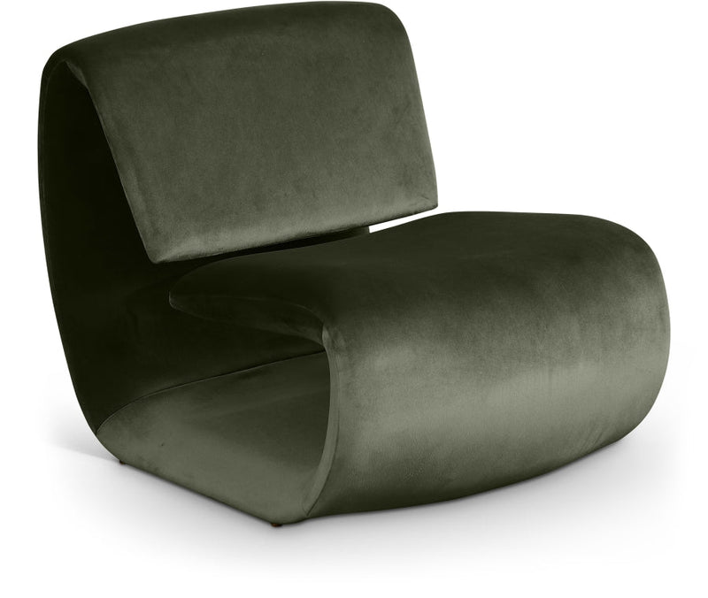 Nouveau Velvet Upholstered Accent Chair in Green - 33022Green
