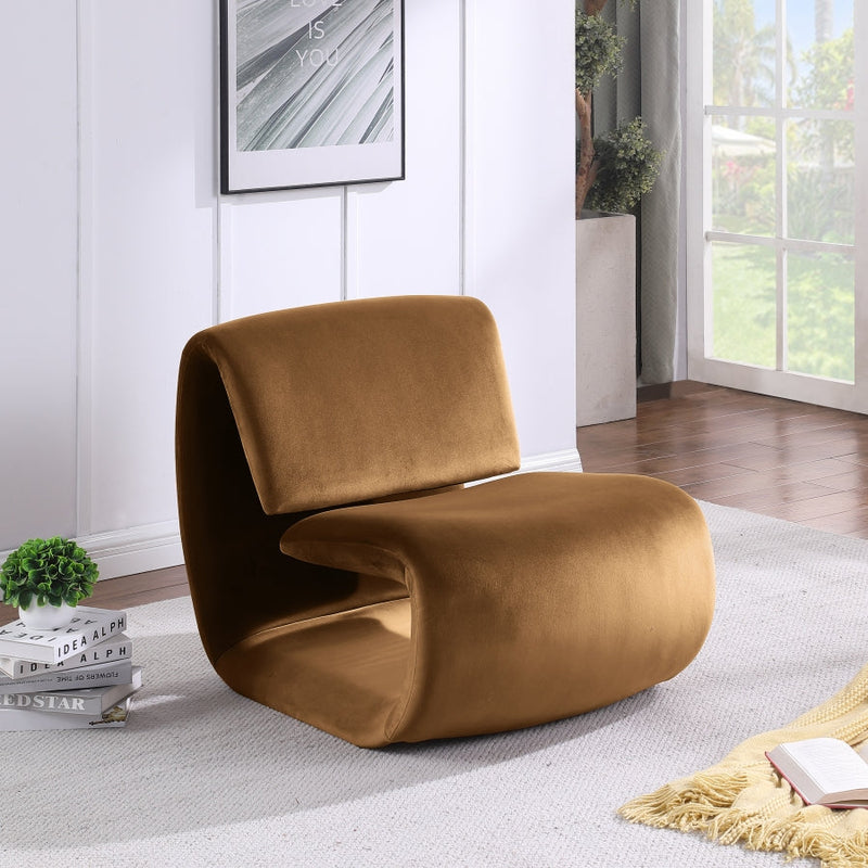Nouveau Velvet Upholstered Accent Chair in Saddle - 33022Saddle