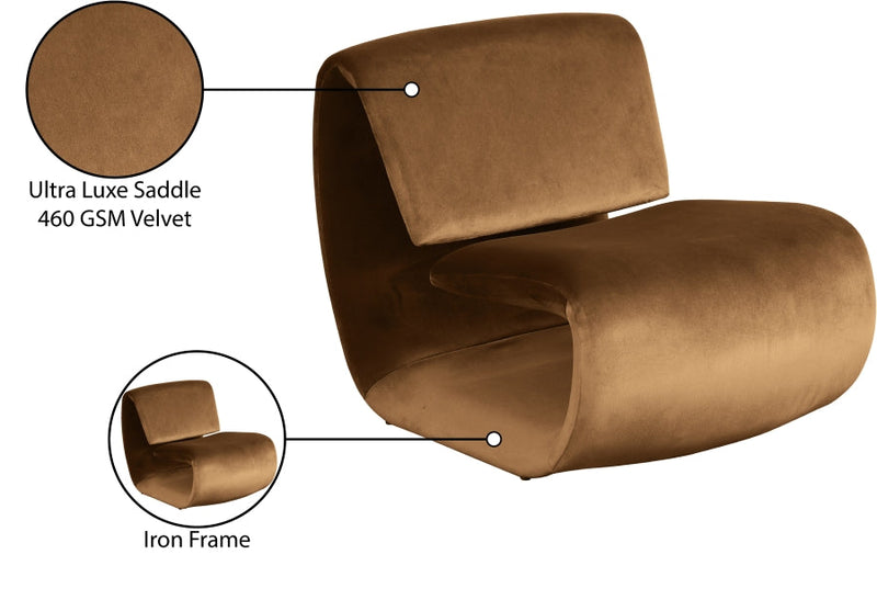 Nouveau Velvet Upholstered Accent Chair in Saddle - 33022Saddle