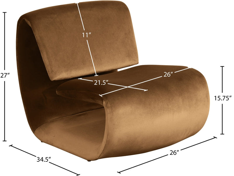Nouveau Velvet Upholstered Accent Chair in Saddle - 33022Saddle