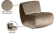 Nouveau Velvet Upholstered Accent Chair in Taupe - 33022Taupe