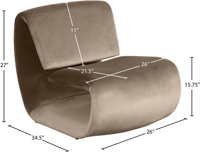 Nouveau Velvet Upholstered Accent Chair in Taupe - 33022Taupe