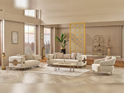 Nova 3-pieces (Sofa & Loveseat & Chair) Livingroom Set Cream in Cream - 101-NOV-CEM19301-321