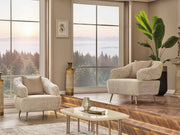 Nova 3-pieces (Sofa & Loveseat & Chair) Livingroom Set Cream in Cream - 101-NOV-CEM19301-321