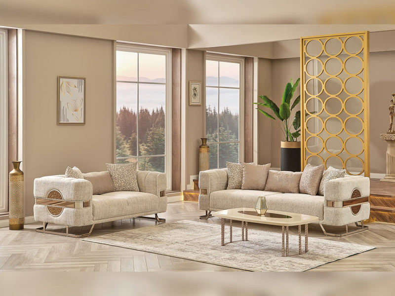 Nova 3-pieces (Sofa & Loveseat & Chair) Livingroom Set Cream in Cream - 101-NOV-CEM19301-321