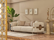 Nova 3-pieces (Sofa & Loveseat & Chair) Livingroom Set Cream in Cream - 101-NOV-CEM19301-321