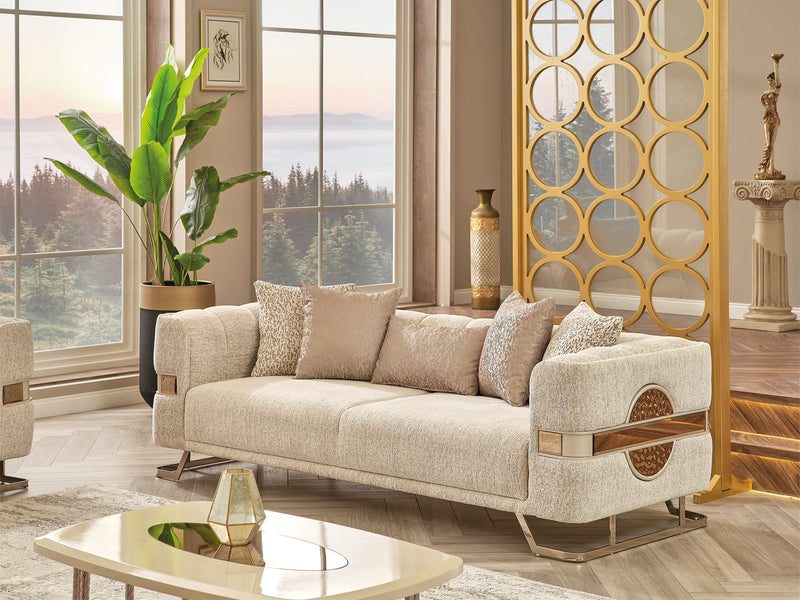 Nova 3-pieces (Sofa & Loveseat & Chair) Livingroom Set Cream in Cream - 101-NOV-CEM19301-321