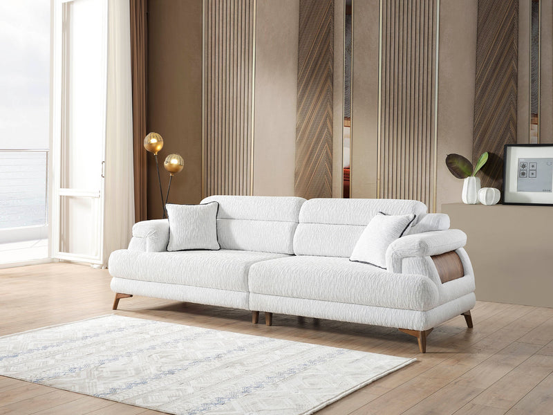 Nova Elf 4-pieces (2 Sofa & 2 Chair) Livingroom in Cream - Brown - 200-ELIF-NOV-A620-3311