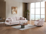 Nova Elf 4-pieces (2 Sofa & 2 Chair) Livingroom in Cream - Brown - 200-ELIF-NOV-A620-3311