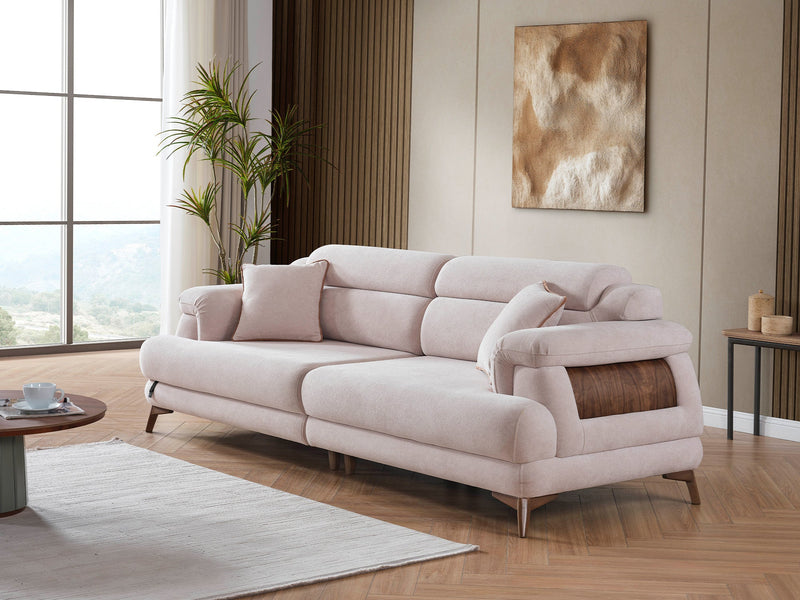 Nova Elf 4-pieces (2 Sofa & 2 Chair) Livingroom in Cream - Brown - 200-ELIF-NOV-A620-3311