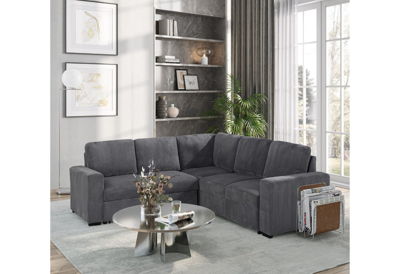 U2660 Grey Sofa Bed Sectional W/O Chaise And W/O Pullout - U2660-5-GREY-SEC W/O CHS & W/O PO