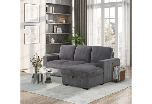 U2660 Grey L Sofa Bed Sectional Without Pullout - U2660-3-GREY-L SECTIONAL W/O PULLOUT