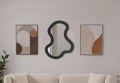 Oblique Acacia Wood Frame Mirror in Black - 417Black-38M