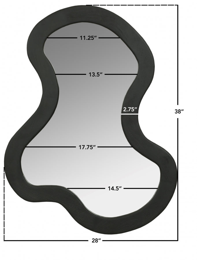 Oblique Acacia Wood Frame Mirror in Black - 417Black-38M