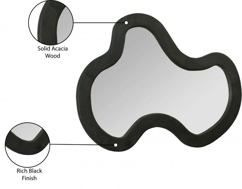 Oblique Acacia Wood Frame Mirror in Black - 417Black-38M