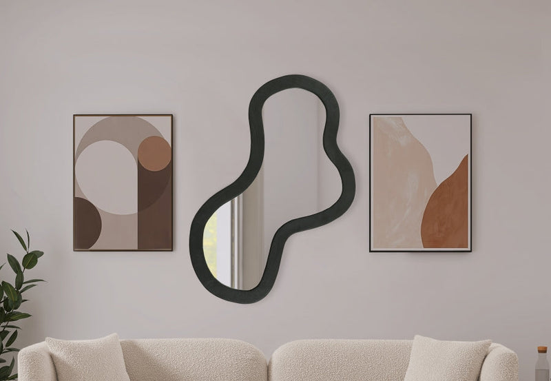 Oblique Acacia Wood Frame Mirror in Black - 417Black-48M