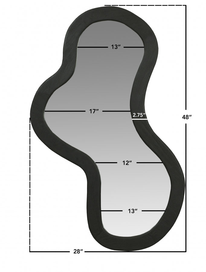 Oblique Acacia Wood Frame Mirror in Black - 417Black-48M