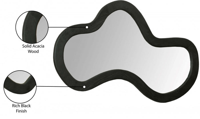 Oblique Acacia Wood Frame Mirror in Black - 417Black-48M