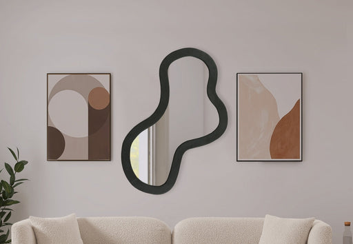 Oblique Acacia Wood Frame Mirror in Black - 417Black-48M