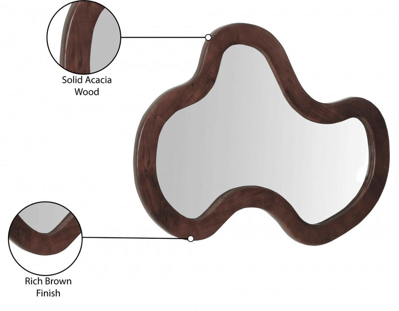 Oblique Acacia Wood Frame Mirror in Brown - 417Brown-38M