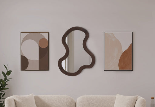 Oblique Acacia Wood Frame Mirror in Brown - 417Brown-38M