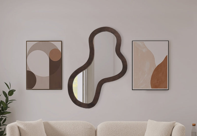 Oblique Acacia Wood Frame Mirror in Brown - 417Brown-48M