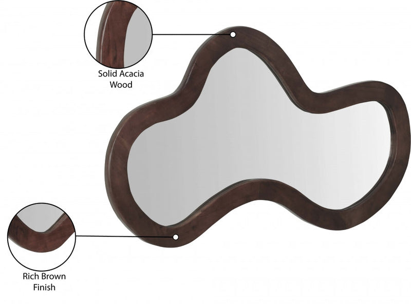 Oblique Acacia Wood Frame Mirror in Brown - 417Brown-48M