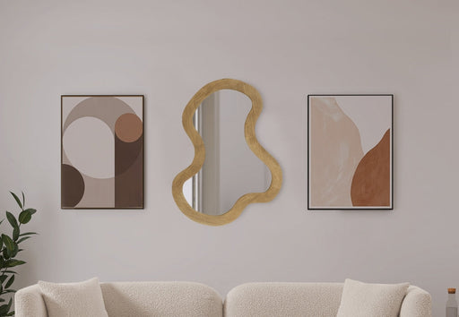 Oblique Acacia Wood Frame Mirror in Natural - 417Oak-38M