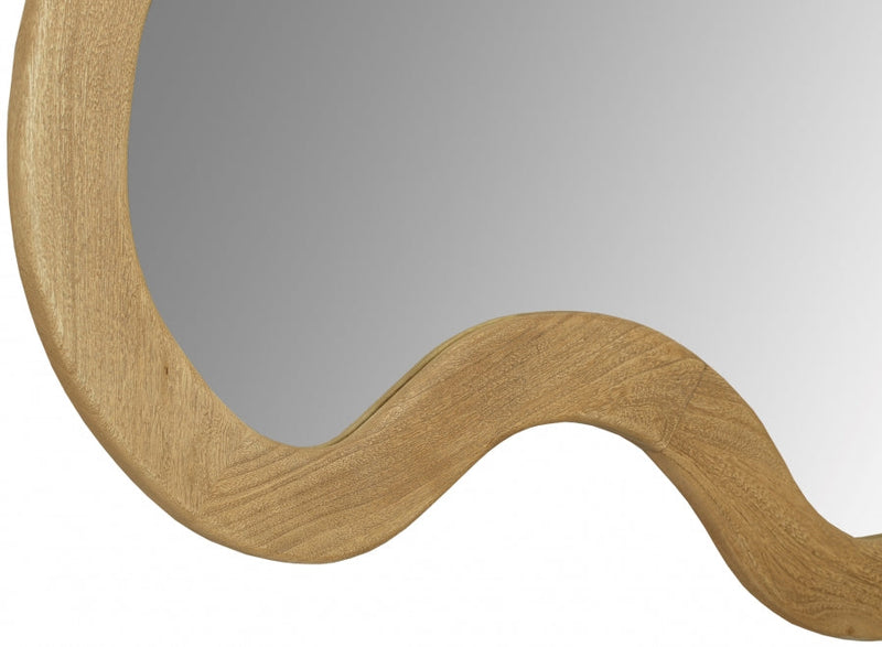 Oblique Acacia Wood Frame Mirror in Natural - 417Oak-38M