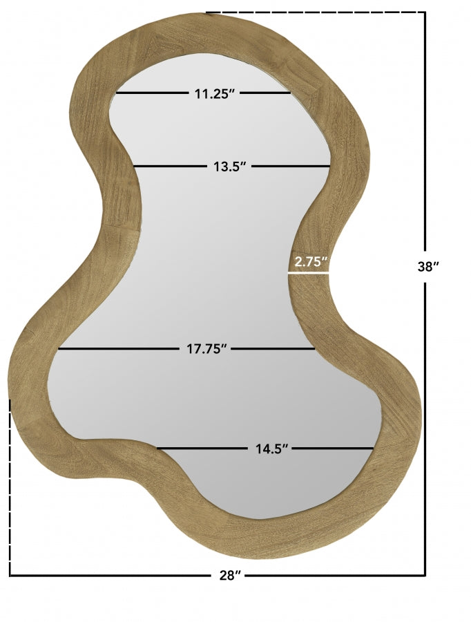 Oblique Acacia Wood Frame Mirror in Natural - 417Oak-38M