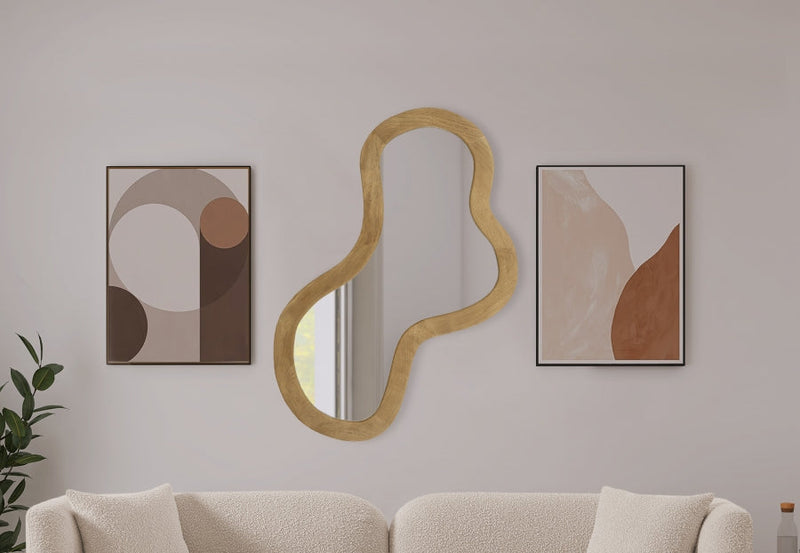 Oblique Acacia Wood Frame Mirror in Natural - 417Oak-48M