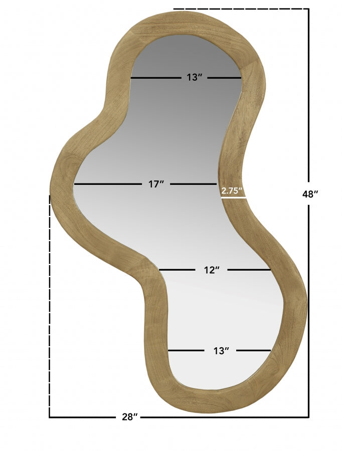Oblique Acacia Wood Frame Mirror in Natural - 417Oak-48M