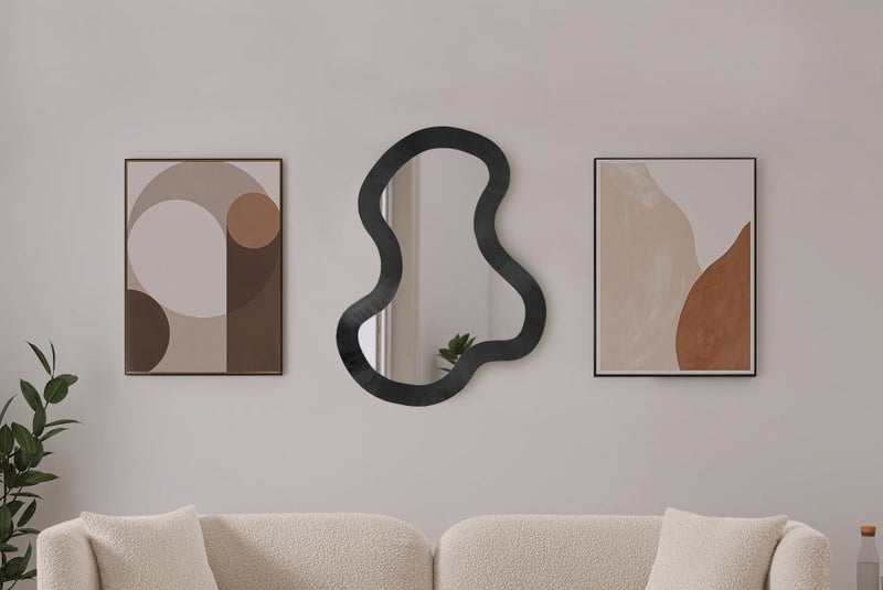 Oblique Iron Frame Mirror in Black - 440Black-38M