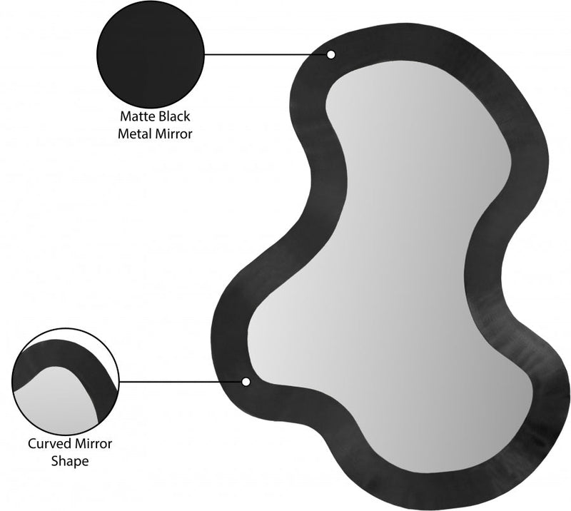 Oblique Iron Frame Mirror in Black - 440Black-38M