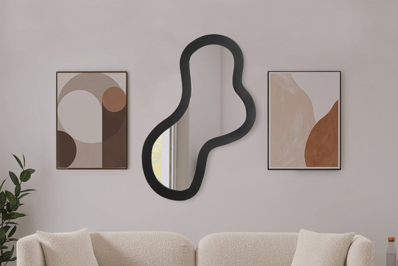 Oblique Iron Frame Mirror in Black - 440Black-48M