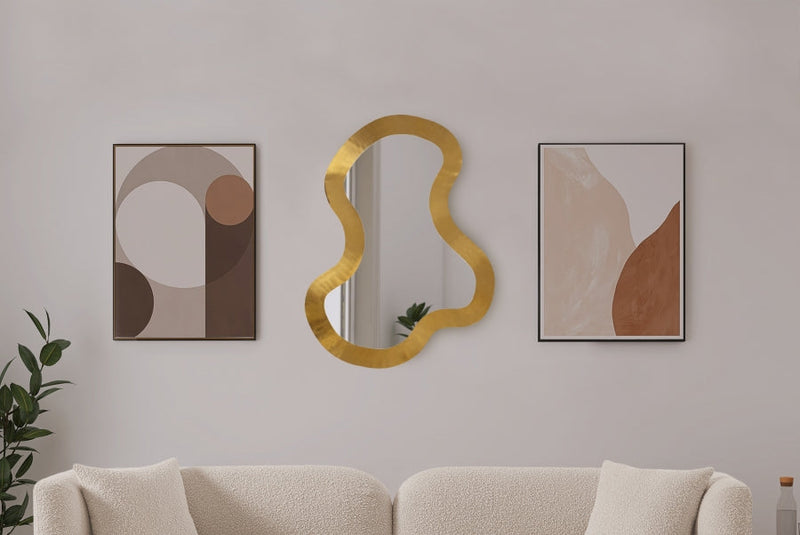 Oblique Iron Frame Mirror in Gold - 440Gold-38M