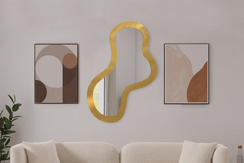 Oblique Iron Frame Mirror in Gold - 440Gold-48M