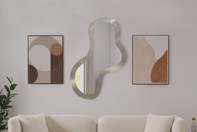 Oblique Iron Frame Mirror in Silver - 440Silver-48M