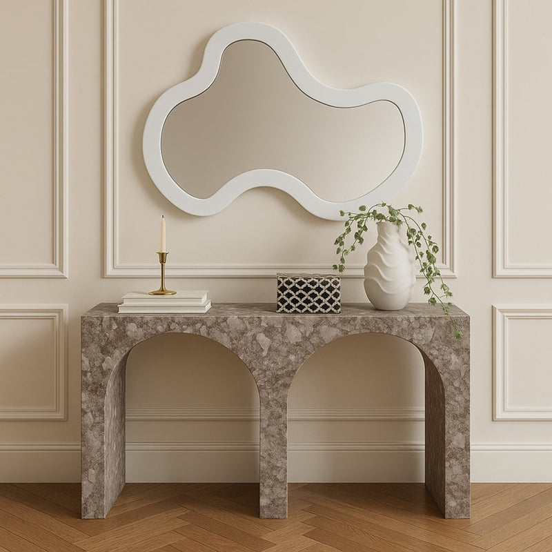 Oblique Iron Frame Mirror in White - 440White-38M