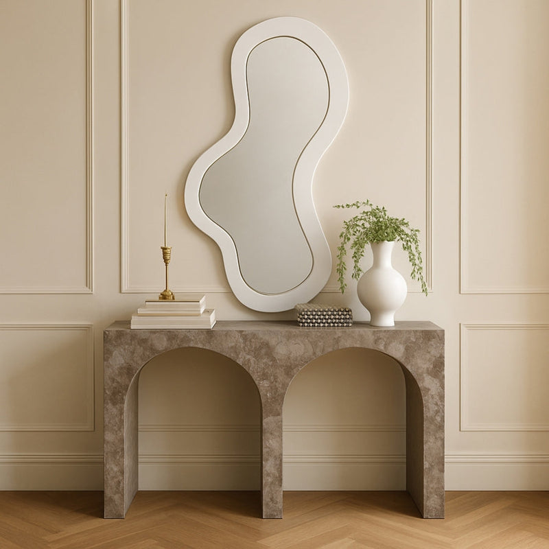 Oblique Iron Frame Mirror in White - 440White-48M