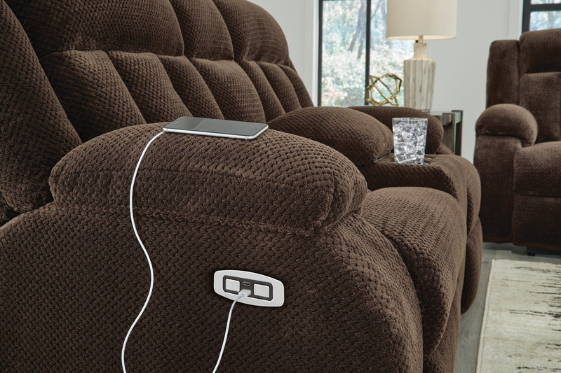 Observation Chocolate Power Reclining Loveseat with Console - PC2140696