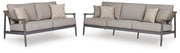 Ocean Beach Outdoor Sofa and Loveseat in Gray - PKG024576