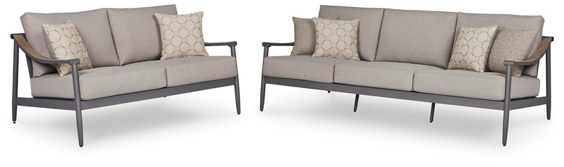 Ocean Beach Outdoor Sofa and Loveseat in Gray - PKG024576