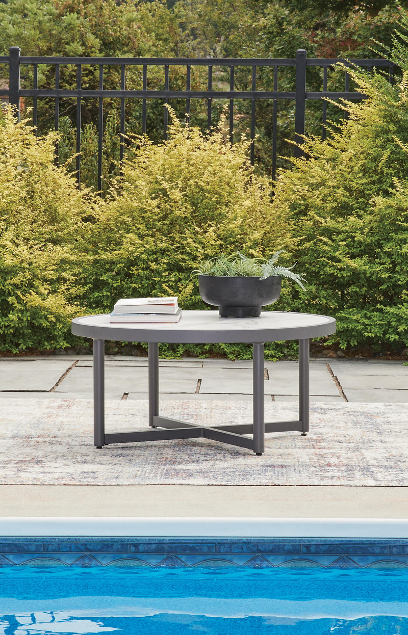 Ocean Beach Outdoor Sofa and Loveseat with Coffee Table in Gray - PKG024577