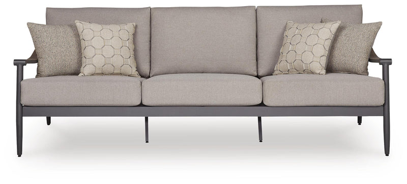 Ocean Beach Outdoor Sofa and Loveseat with Coffee Table in Gray - PKG024577