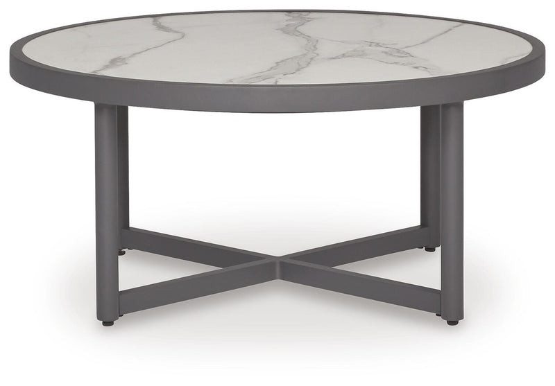 Ocean Beach Outdoor Sofa and Loveseat with Coffee Table in Gray - PKG024577