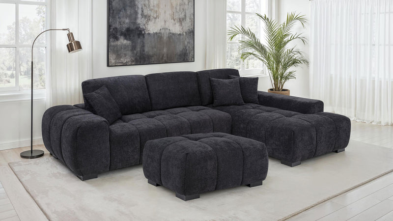 Octavia Upholstered Rectangular Ottoman Black - 511064