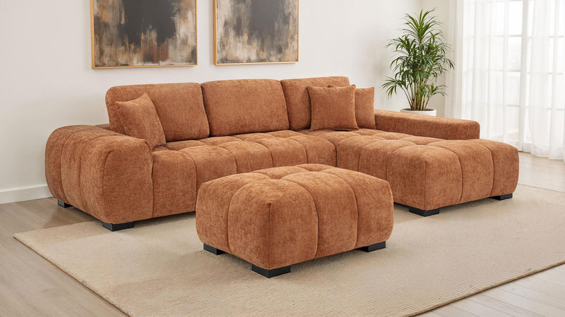 Octavia Upholstered Rectangular Ottoman Orange - 509354