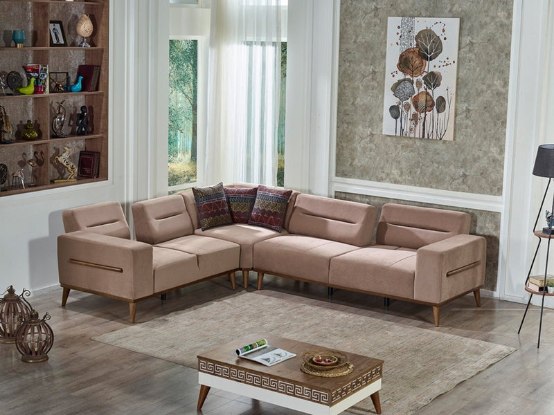 Odesa 122" Wide Square Arm Extendable Sectional - Gate FurnitureSectional