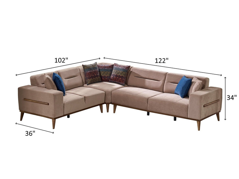 Odesa 122" Wide Square Arm Extendable Sectional - Gate FurnitureSectional